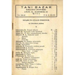 Tani Bazar Księgarni Lwowskiej. Lwów, ul. Akademicka 16 [...] Książki po cenach zniżonych