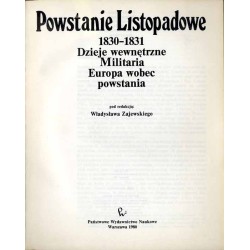 Powstanie Listopadowe 1830-1831. Dzieje wewnętrzne, militaria, Europa wobec powstania