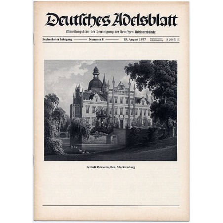 Deutsches Adelsblatt. 16. Jahrgang (1977). Nr 8 (15 VIII 1977) [Schloß Möckern, Bez. Mecklenburg]