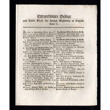 Extaordinaire Beilage zum Amts-Blatt der Königl. Regierung zu Oppeln. 1852. Stück 24
