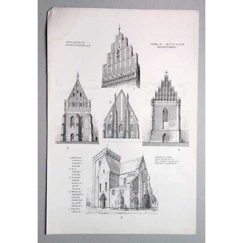 Bilderwerk schlesischer Kunstdenkmäler. Mappe I: Mittelalter. Tafel 17: Backsteinbau. 1: Breslau [Wrocław]. Corpus-Christi-Kirch