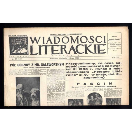 Wiadomości Literackie. Tygodnik. R.7 (1930). Nr 28 (341) (13 lipca 1930)