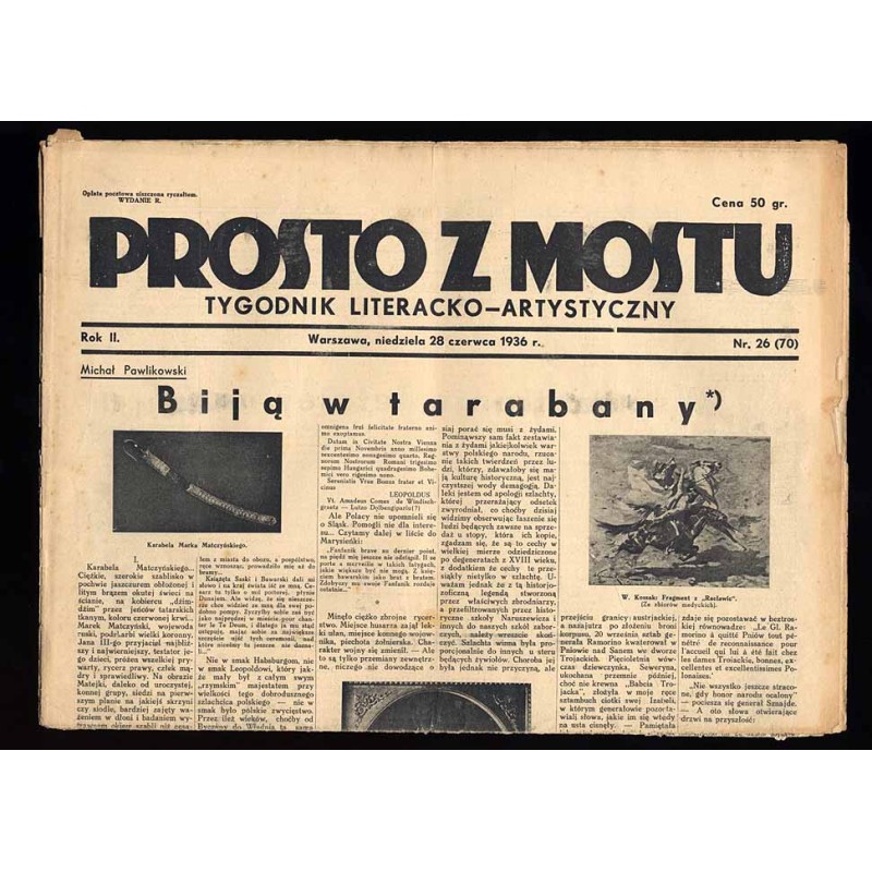 Prosto z Mostu. Tygodnik literacko-artystyczny. R.2 (1936). Nr 26 (70) (28 czerwca 1936)