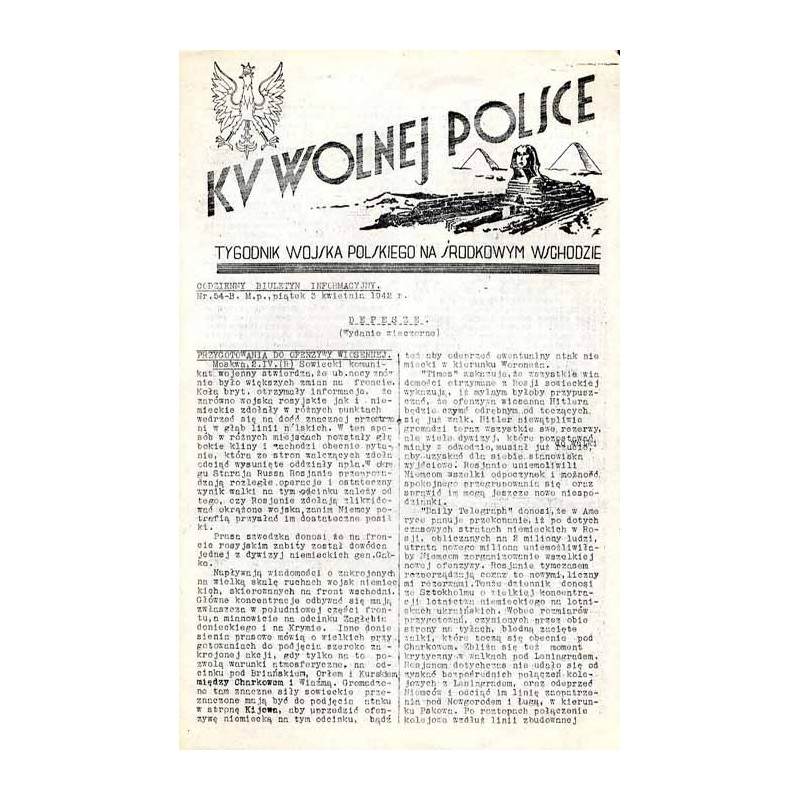 Ku Wolnej Polsce. Tygodnik Wojska Polskiego na Środkowym Wschodzie. Codzienny biuletyn informacyjny. 1942. Nr 54-B (3 kwietnia 1