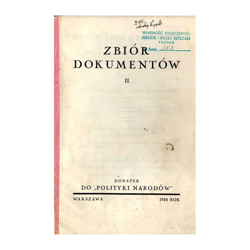 Zbiór dokumentów Dodatek do "Polityki Narodów". Nr 1-2, 7, 8 (1934), 5 (1935)