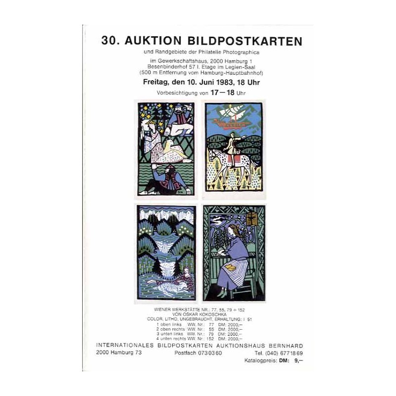 [Martin Bernhard] 30. Auktion Bildpostkarten und Randgebiete der Philatelie Photographica im Gewerkschaftshaus, 2000 Hamburg 1.