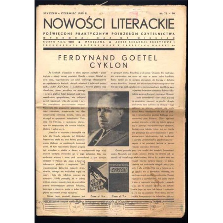 Nowości Literackie Poświęcone Praktycznym Potrzebom Czytelnictwa. Nr 75-80 (styczeń - czerwiec 1939)