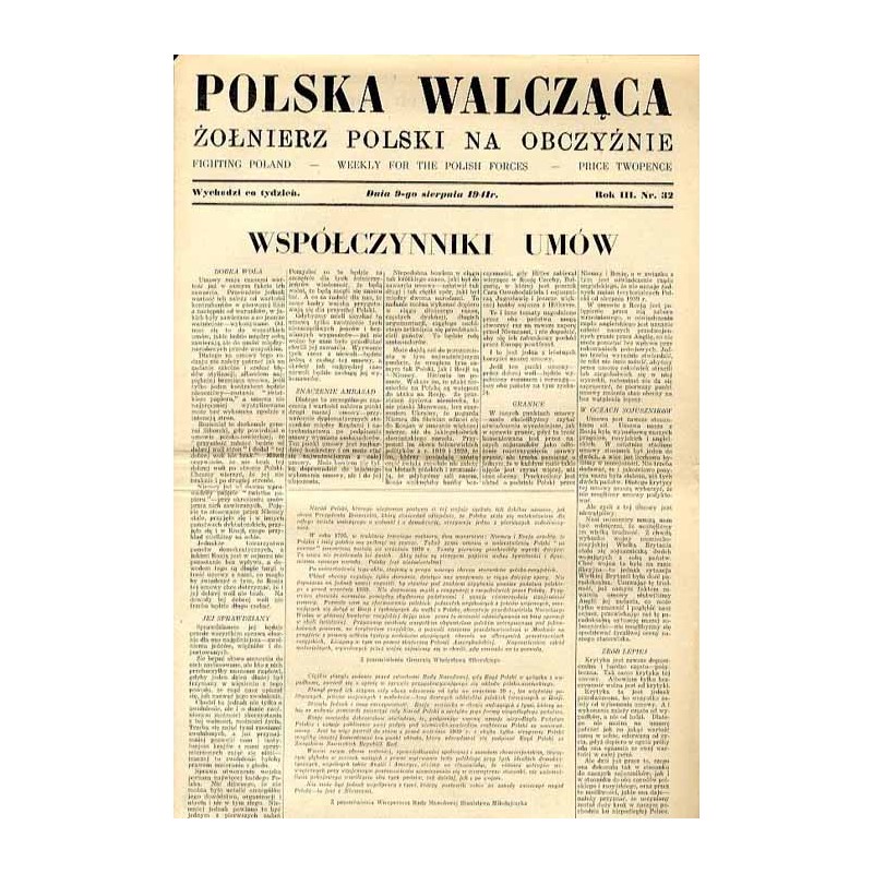 Polska Walcząca - Żołnierz polski na obczyźnie. Fighting Poland. Weekly for the Polish Forces. R.3 (1941). Nr 32 (9 sierpnia 194