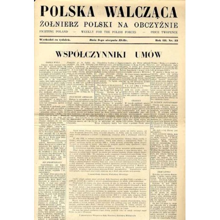 Polska Walcząca - Żołnierz polski na obczyźnie. Fighting Poland. Weekly for the Polish Forces. R.3 (1941). Nr 32 (9 sierpnia 194