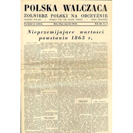 Polska Walcząca - Żołnierz polski na obczyźnie. Fighting Poland. Weekly for the Polish Forces. R.3 (1941). Nr 3 (18 stycznia 194