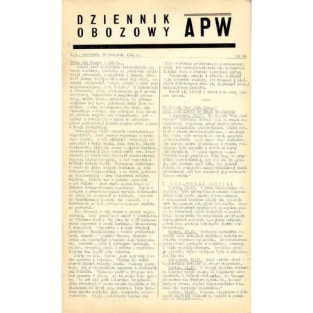 Dziennik Obozowy APW. 1944. Nr 66 (20 kwietnia 1944)