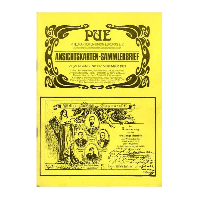 Ansichtskarten-Sammlerbrief. 22. Jahrgang (1983). Nr 122 (September 1983). PUE Philokaristen-Union Europas E.V