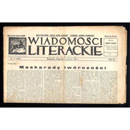Wiadomości Literackie. Tygodnik. R.9 (1932). Nr 51 (468) (5 grudnia 1932)