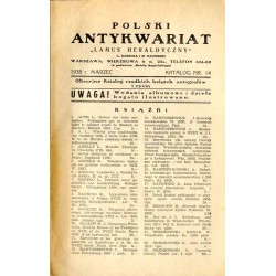 Polski Antykwariat "Lamus Heraldyczny" L. Babecka i M. Gadomski. Warszawa [...] Katalog Nr. 14 (Marzec 1938). Okazyjny katalog r