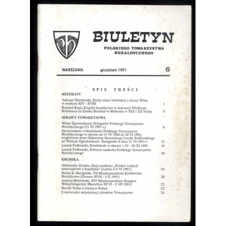 Biuletyn Polskiego Towarzystwa Heraldycznego. 1991. Nr 6 (Grudzień 1991)