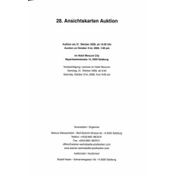[Markus Weissenböck]. 28. Ansichtskarten Auktion. Auktion am 31 Oktober im Hotel Mercure City Salzburg