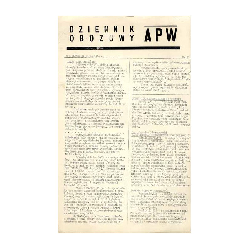 Dziennik Obozowy APW. 1944. Nr 51 (31 marca 1944)