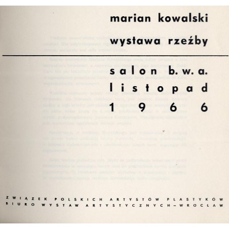 Marian Kowalski. Wystawa rzeźby
