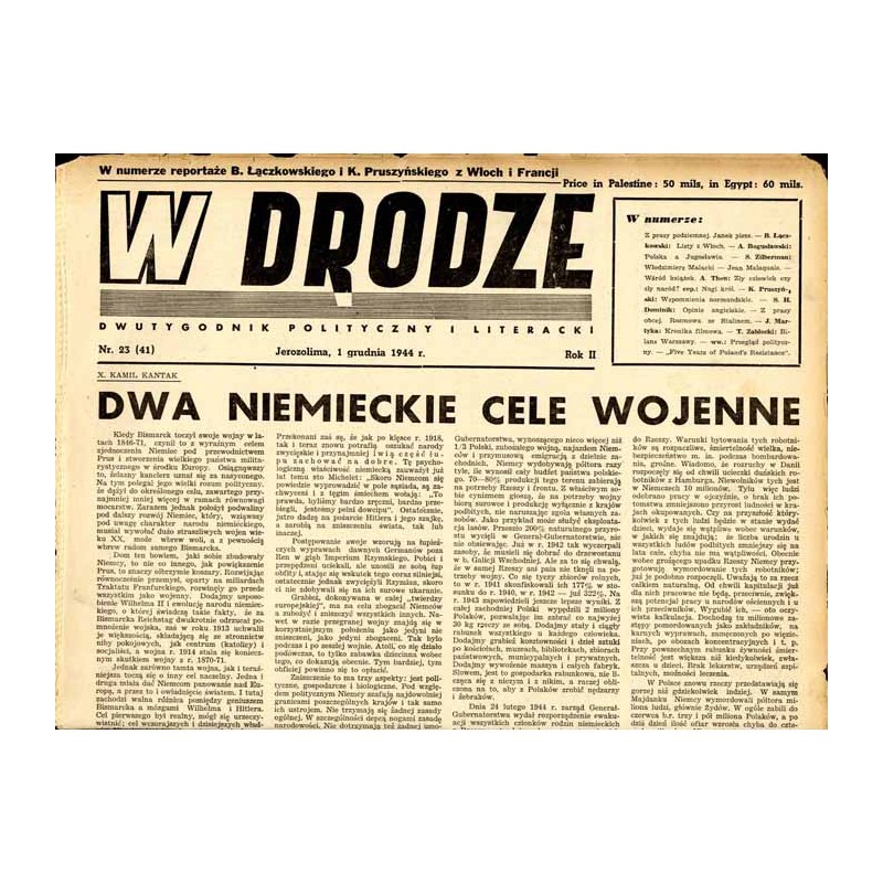 W Drodze. Dwutygodnik polityczny i literacki. R.2 (1944). Nr 23 (41) (1 grudnia 1944) / Ksawery Pruszyński: Wspomnienia normandz