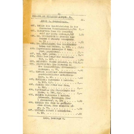 Biuletyn Antykwarski M. H. Rubina V. 6. Dodatek do Biuletynu Antykw. 6. XXIII b. Seksuologia