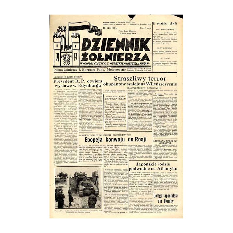 Dziennik Żołnierza. [...] Pismo żołnierzy I. Korpusu Panc.-Motorowego. R.3 (1942). Nr 123 (656) (26 września 1942)