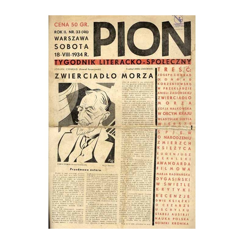 Pion. Tygodnik literacko-społeczny. R.2 (1934). Nr 33 (46) (18 sierpnia 1934)