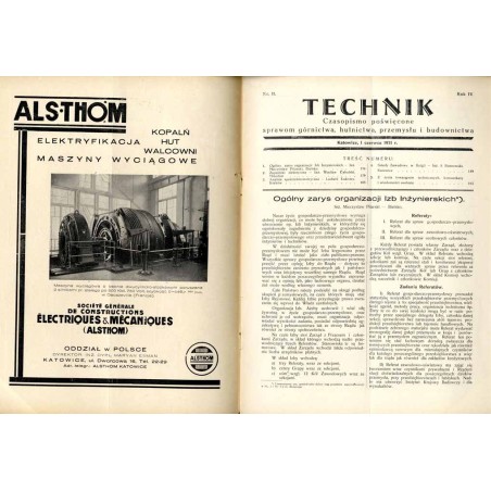 Technik. Czasopismo poświęcone sprawom górnictwa, hutnictwa, przemysłu i budownictwa. R.4 (1931). Nr 11 (1 czerwca 1931)