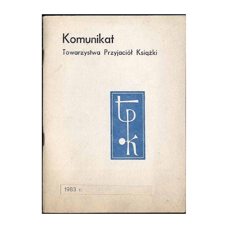 Komunikat Towarzystwa Przyjaciół Książki 1983 r
