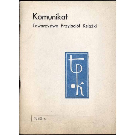 Komunikat Towarzystwa Przyjaciół Książki 1983 r