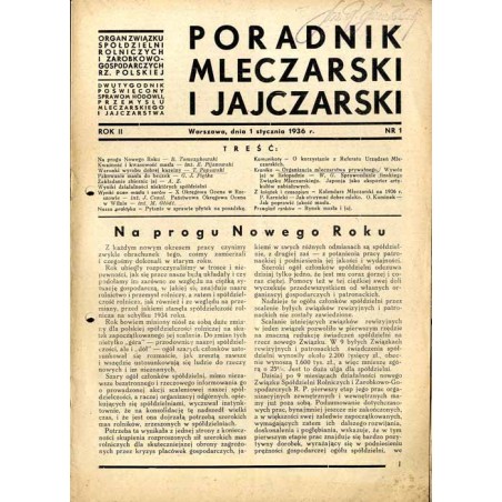 Poradnik Mleczarski i Jajczarski. Organ Związku Spółdzielni Rolniczych i Zarobkowo-Gospodarczych Rz. Polskiej. Dwutygodnik poświ