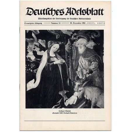 Deutsches Adelsblatt. 20. Jahrgang (1981). Nr 12 (10 XII 1981) [Geburt Christi ehemals Stift Ossiach / Kärnten]
