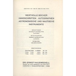 Antiquariatskatalog. Auktion 185: Wertvolle Bücher Handschriften Autographen Astronomische und nautische Instrumente. Auktion