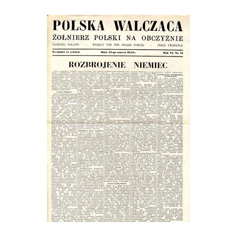 Polska Walcząca - Żołnierz Polski na Obczyźnie. Fighting Poland. Weekly for the Polish Forces. R.6 (1944). Nr 12 (25 marca 1944)