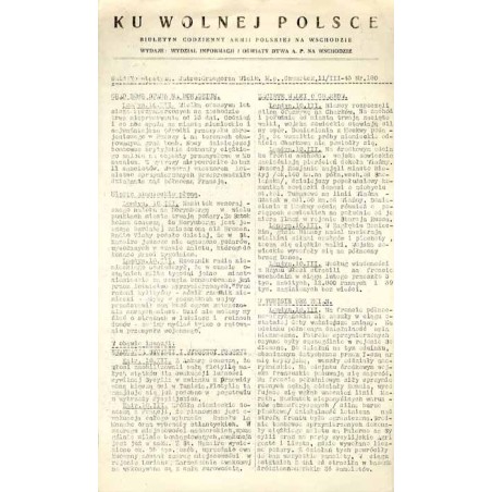 Ku Wolnej Polsce. Biuletyn codzienny Armii Polskiej na Wschodzie. (1943). Nr 180 (11 III 1943)
