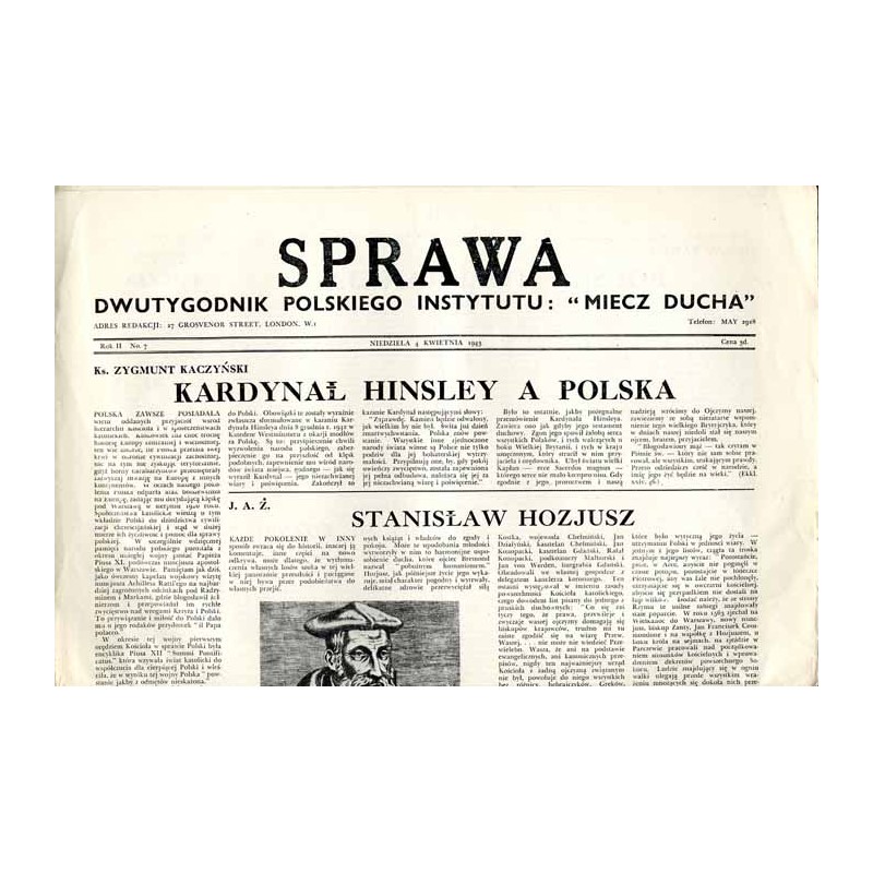 Sprawa. Dwutygodnik Polskiego Instytutu: "Miecz Ducha"  The Common Cause. Fortnightly of the Polish Section of the "Sword of th