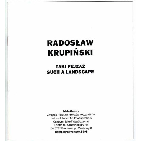 Radosław Krupiński - Taki Pejzaż. Such a Landscape. Mała Galeria, Warszawa, Plac Zamkowy 8, listopad 1993
