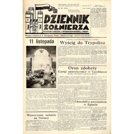 Dziennik Żołnierza. [...] Pismo żołnierzy I. Korpusu Panc.-Motorowego. R.3 (1942). Nr 161 (694) (11 listopada 1942)