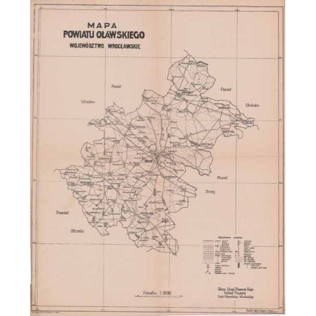 Mapa powiatu oławskiego. Województwo wrocławskie. 1:100.000