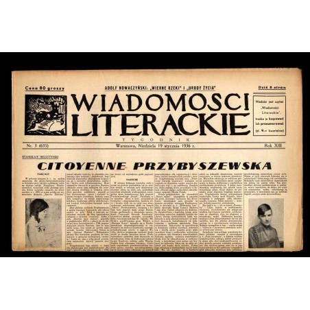 Wiadomości Literackie. Tygodnik. R.13 (1936). Nr 3 (635) (19 stycznia 1936)