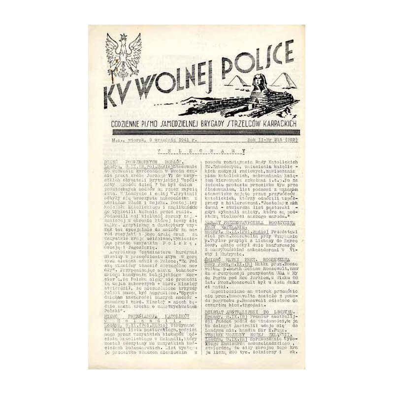 Ku Wolnej Polsce. Codzienne pismo Brygady Strzelców Karpackich. R.2 (1941). Nr 216 (322) (9 września 1941) / Pociąg pancerny pod