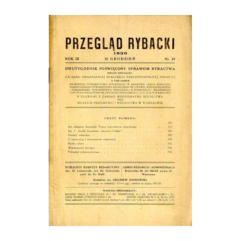 Przegląd Rybacki. Dwutygodnik poświęcony sprawom rybactwa. Organ oficjalny Związku Organizacyj Rybackich Rzeczypospolitej Polski