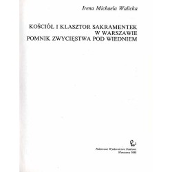 Kościół i klasztor Sakramentek w Warszawie. Pomnik Zwycięstwa pod Wiedniem