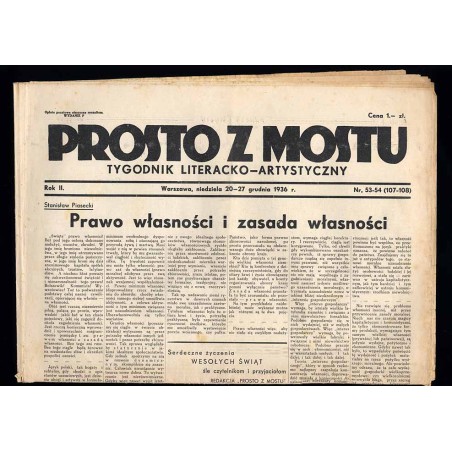 Prosto z Mostu. Tygodnik literacko-artystyczny. R.2 (1936). Nr 53-54 (107-108) (20-27 grudnia 1936)