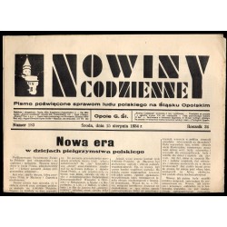 Nowiny Codzienne. Pismo poświęcone sprawom ludu polskiego na Śląsku Opolskim. R.24 (1934). Nr 183 (15 sierpnia 1934)