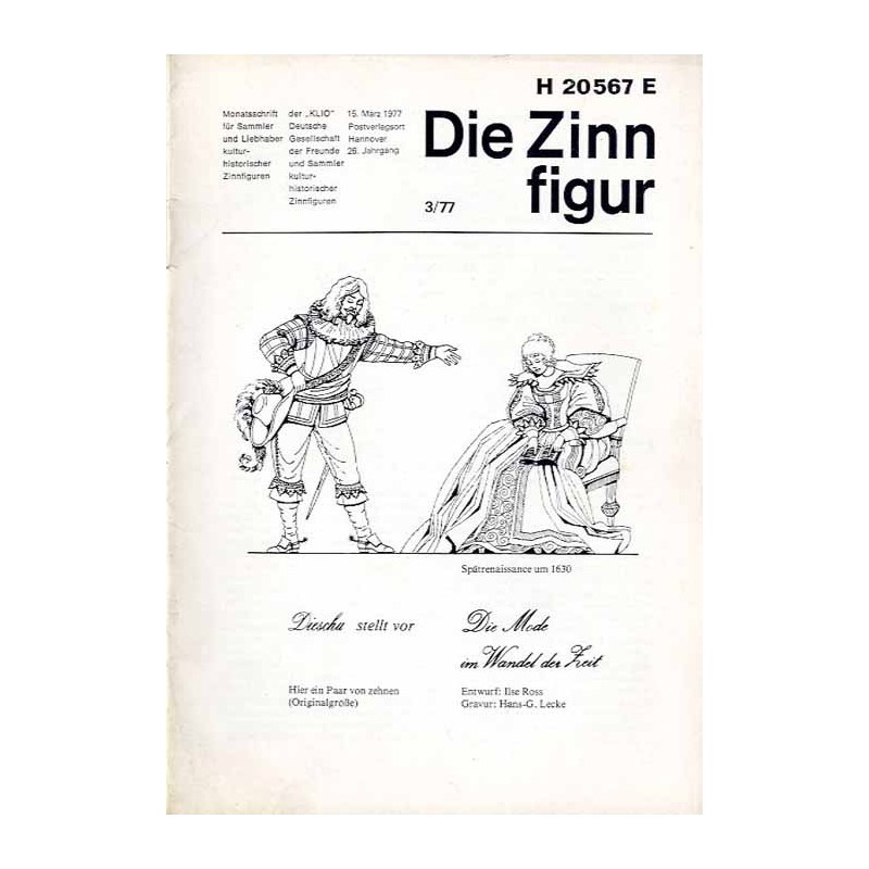 Die Zinnfigur. Monatsschrift für Sammler und Liebhaber kulturhistorischer Zinnfiguren. 26. Jahrgang (1977). Nr 3 (15. März 1977)