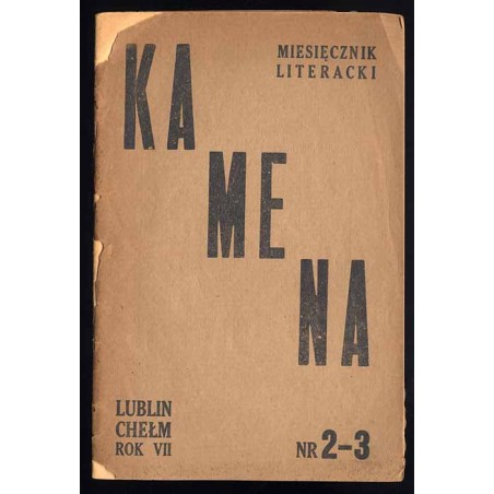 Kamena. Miesięcznik literacki. R.7 (1945-1946). Nr 2-3 (62-63) (XII 1945 - I 1946)