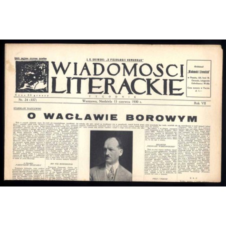 Wiadomości Literackie. Tygodnik. R.7 (1930). Nr 24 (337) (15 czerwca 1930)