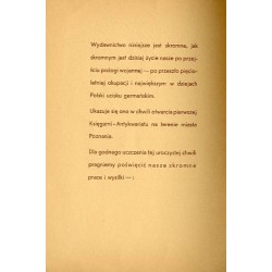 Jednodniówka okolicznościowa z okazji otwarcia Księgarni Antykwariatu Drukarni Św. Wojciecha pod zarządem państwowym. [12 kwietn