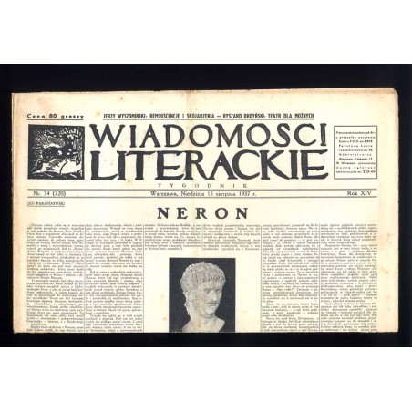 Wiadomości Literackie. Tygodnik. R.14 (1937). Nr 34 (720) (15 sierpnia 1937)