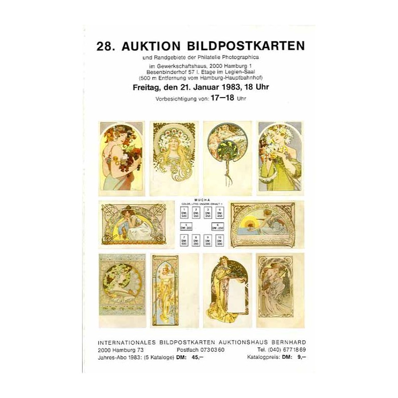 [Martin Bernhard] 28. Auktion Bildpostkarten und Randgebiete der Philatelie Photographica im Gewerkschaftshaus, 2000 Hamburg 1.